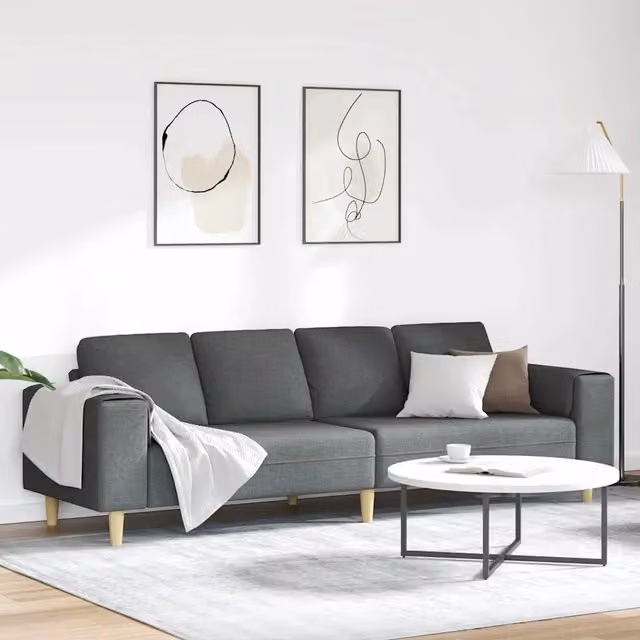 Divano per Soggiorno Grigio scuro 250 x 77 x 76 cm Poliestere 3335082