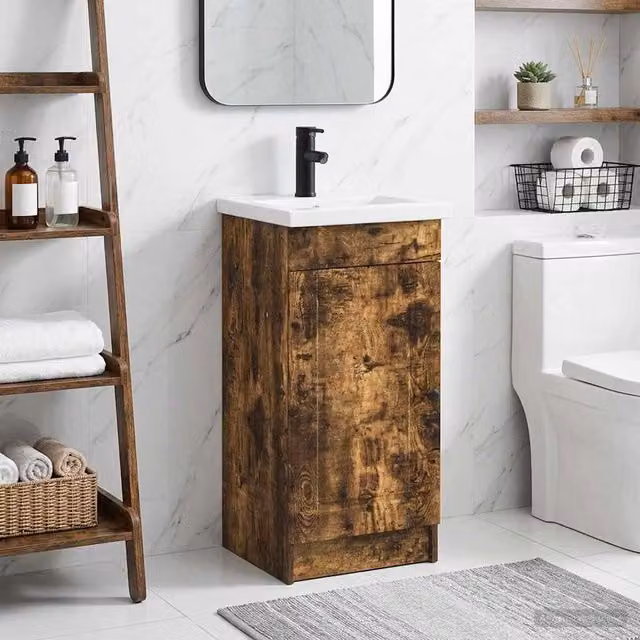 Mobile da bagno moderno vidaXL con lavabo, colore marrone e nero, L/P/H: 42 x 40 x 84,5 cm
