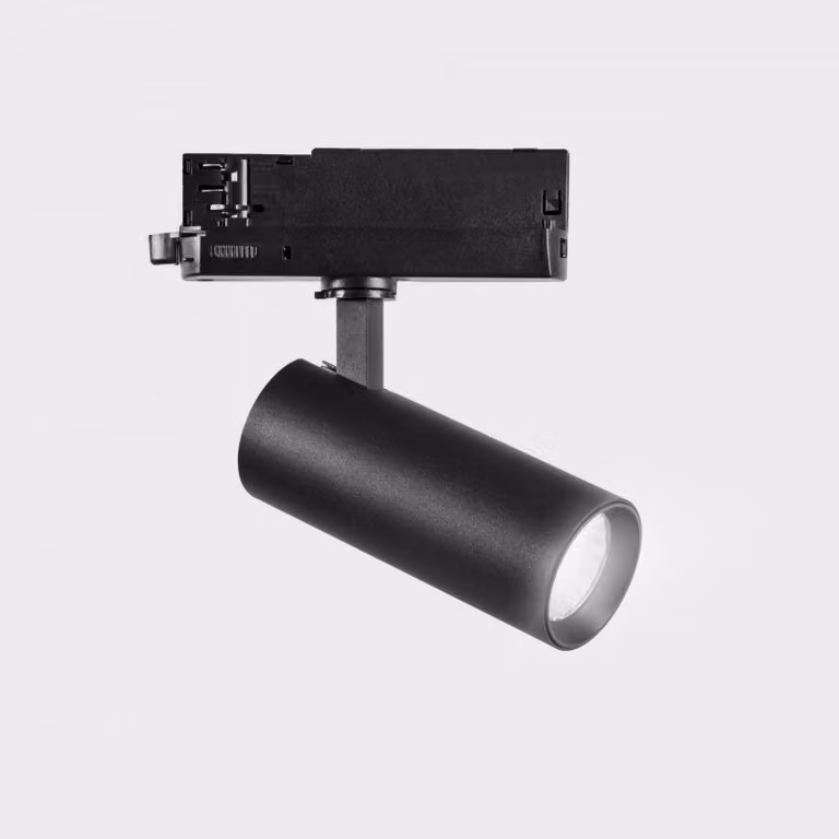 KOHL LIGHTING FAME Faretto su binario 185x, diametro 75 mm, nero, 38°, 30 W, CRI 80, 3000 K, non dimmerabile