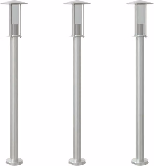 Set di 3 lampade da terra per esterni in acciaio inox color argento, Altezza: 100 cm – 1