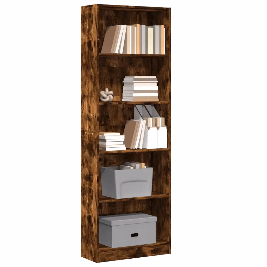 Libreria moderna vidaXL in legno MDF color rovere marrone, L 60 cm x P 24 cm x H 176 cm