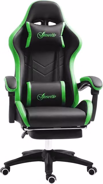 Sedia Gaming con Schienale Reclinabile ¨C Zephmum ¨C Nero e Verde 65x65x121-129 cm