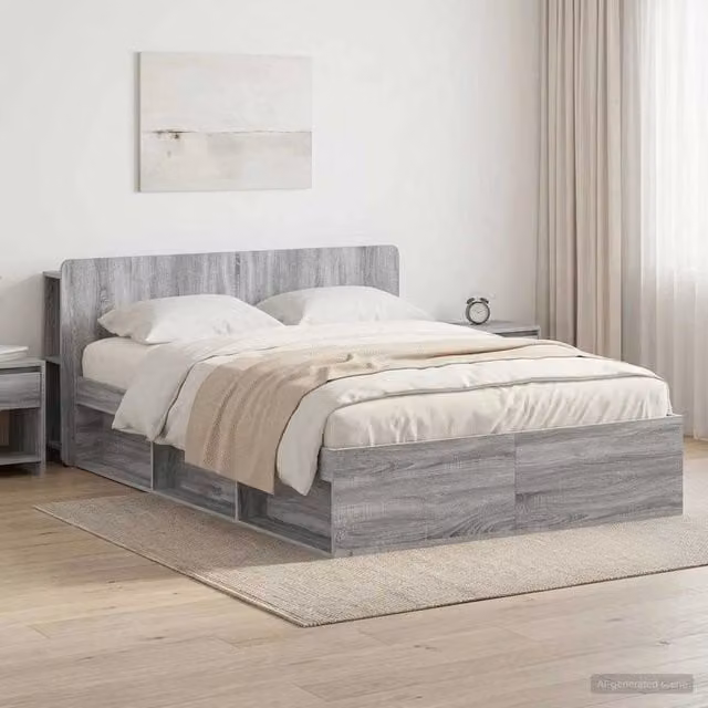 Telaio del letto con storage Sonoma grigio 150 x 200 cm 3433394