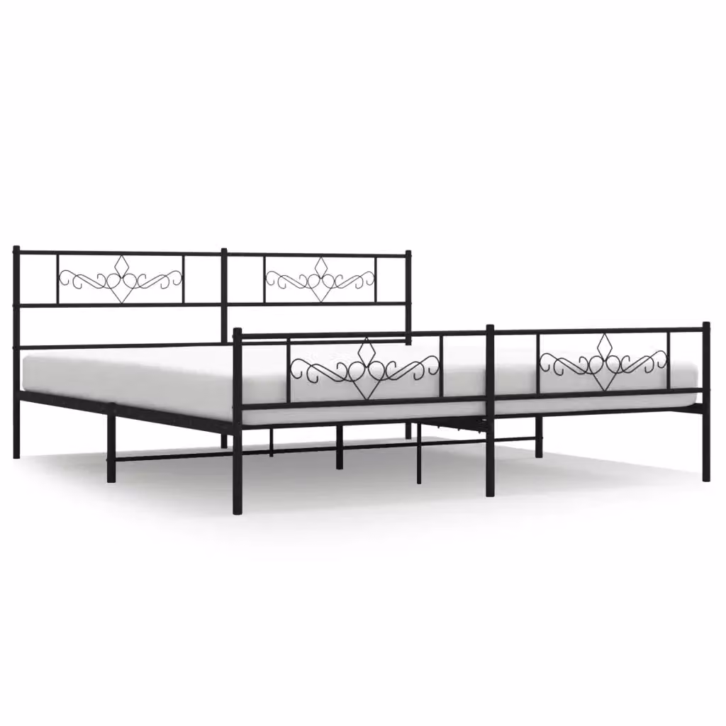 Giroletto vidaXL con pediera in metallo nero L/P/H: 200 x 180 x 90 cm – 2