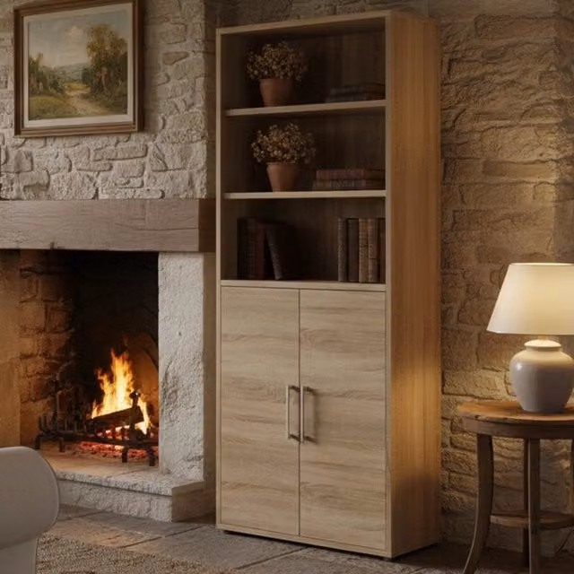 Credenza Valsesia DMORA in legno rovere marrone opaco per sala da pranzo L: 89 cm, P: 40 cm, H: 222 cm – 1