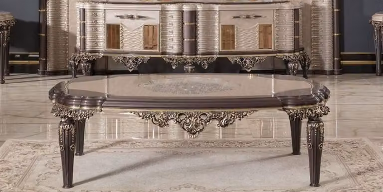 Casa Padrino Tavolino barocco grigio / marrone / oro 120 cm - Mobili da salotto in stile barocco
