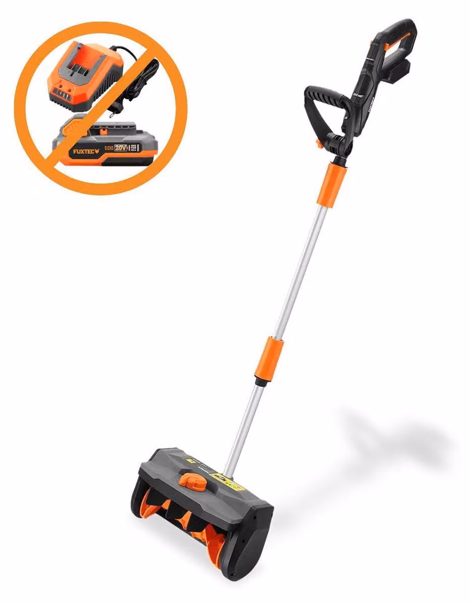 Spazzaneve FUXTEC a batteria FX-E1SCH20, pala da neve elettrica da 20 V con motore da 300 W, larghezza di lavoro di 30 cm, portata di scarico fino a 6 m, compatta e leggera per vialetti, marciapiedi e cortili