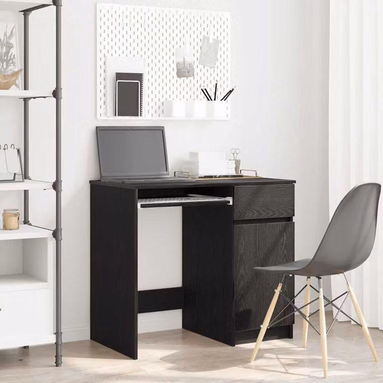 Scrivania moderna vidaXL in legno rovere e nero L: 86 cm, P: 49 cm, H: 76 cm