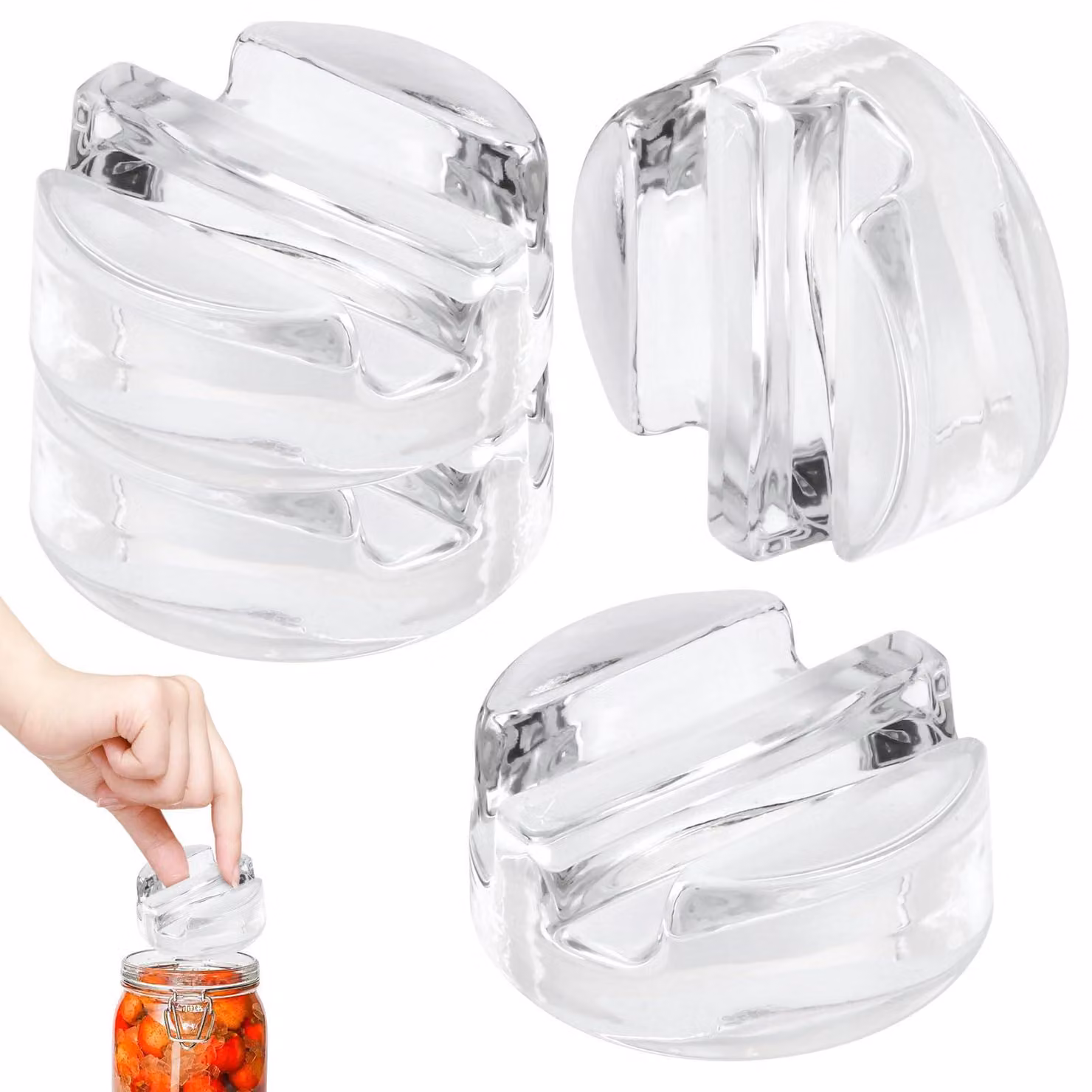 Pesi per fermentazione in vetro, 4 pezzi, diametro 7 cm, peso 203 g