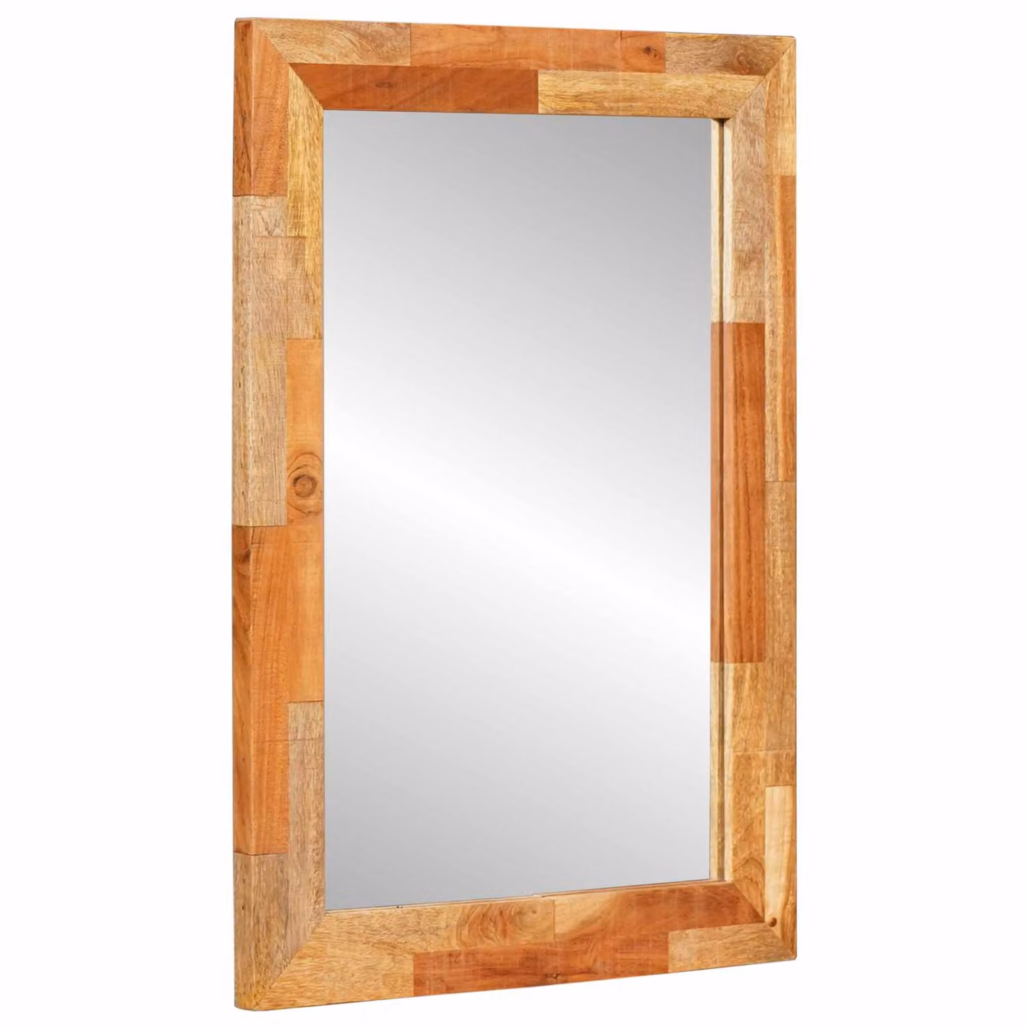 Specchio da bagno moderno vidaXL in legno e vetro marrone L: 50 cm, H: 70 cm, P: 2,5 cm