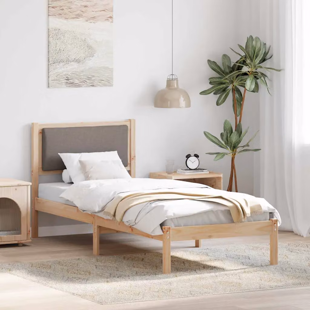 Struttura del letto Talpa vidaXL in pino massello beige o grigio L/P/H: 205.5 x 80 x 85.5 cm