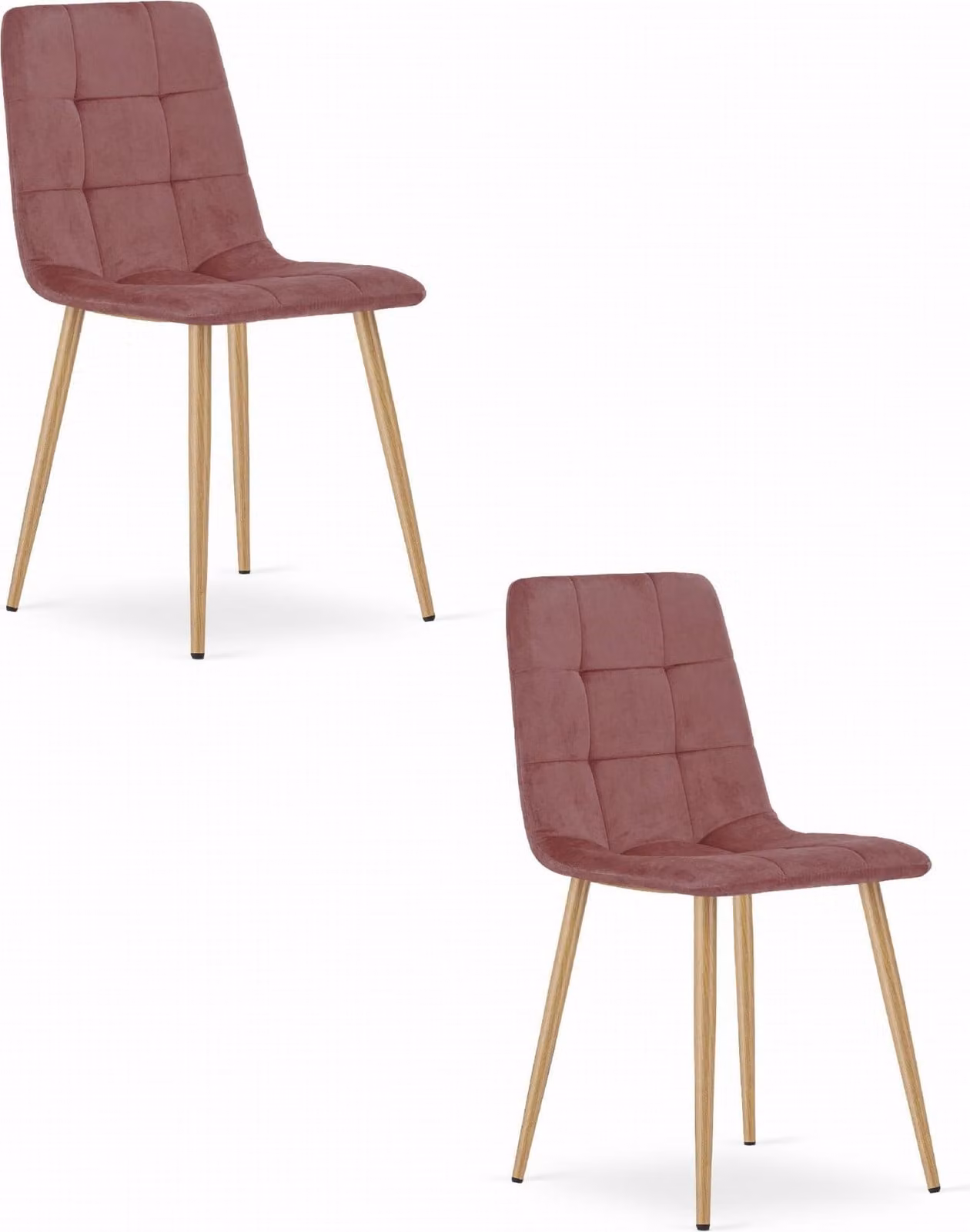 Sedie Valora KARA, gambe in legno rosa x2 - Coppia di sedie rosa con gambe in legno