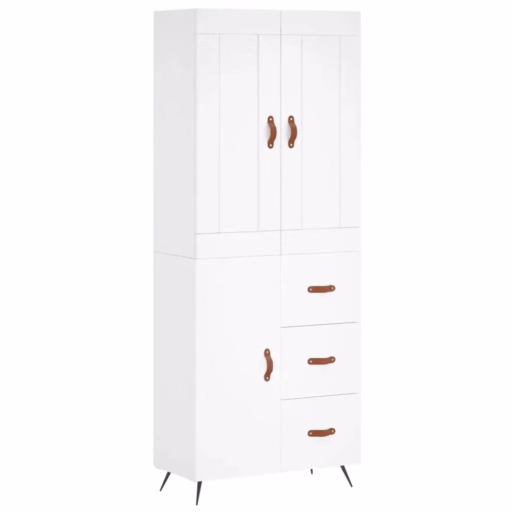 Credenza moderna bianca vidaXL in legno e metallo L: 69,5 cm, P: 34 cm, H: 180 cm – 2
