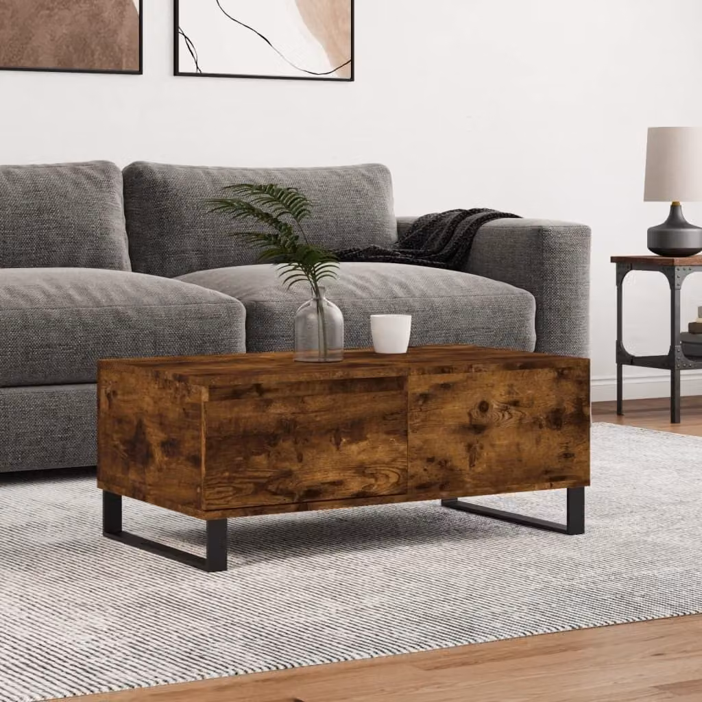 The Living Store tavolino in rovere fumé 90x50x36,5 cm materiale in legno