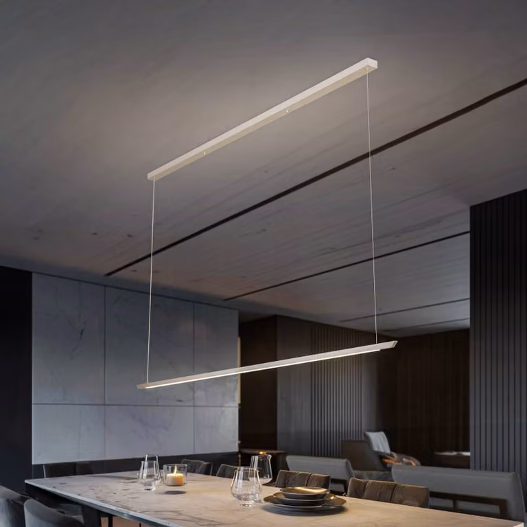 Quitani Niara LED sospesa CCT alu anodico/naturale Quitani, dimmerabile, Alluminio / Grigio / Zincato, Cucina, Alluminio, Moderno