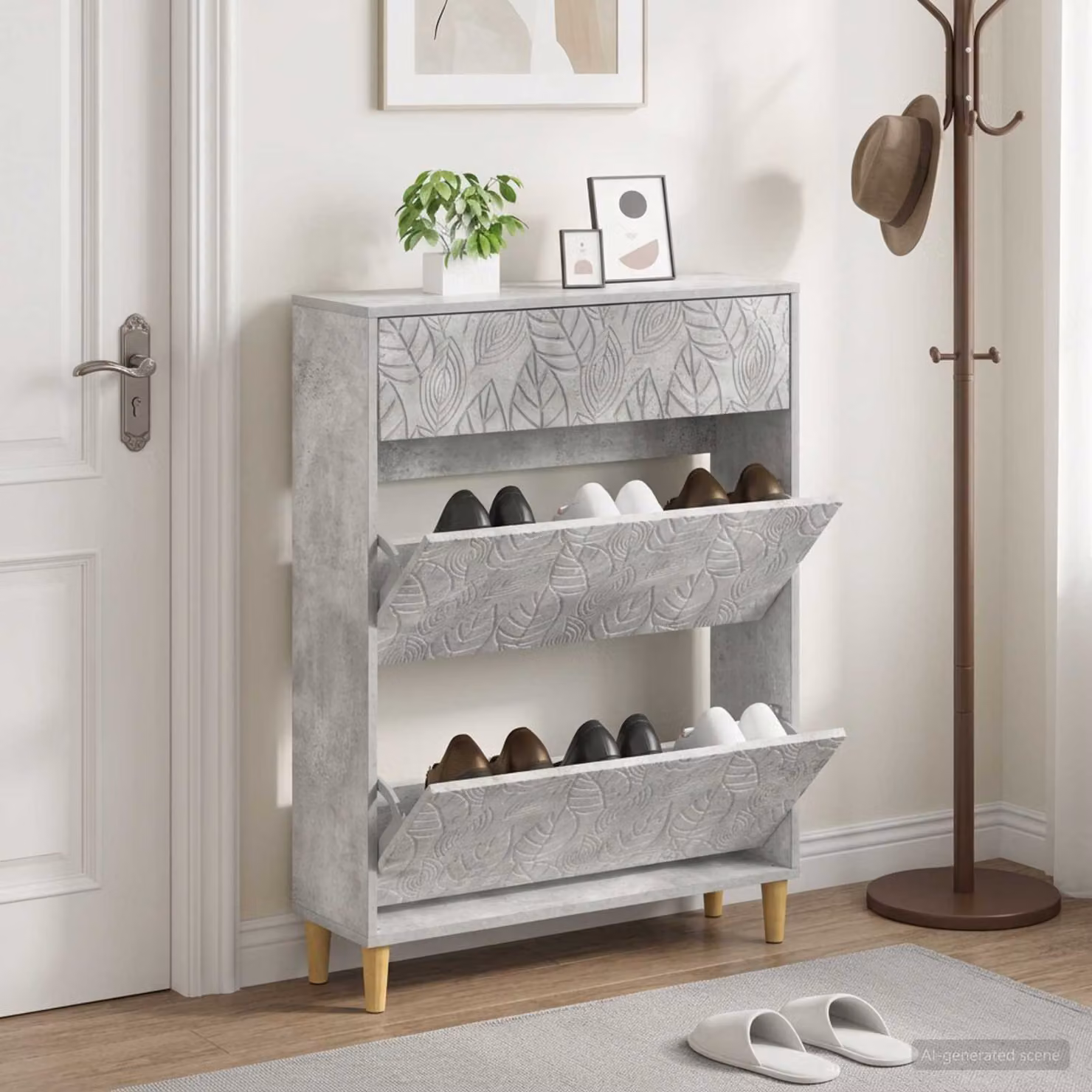 Mobile porta scarpe DELFT vidaXL grigio moderno in legno ingegnerizzato L: 78 cm, P: 24 cm, H: 103 cm