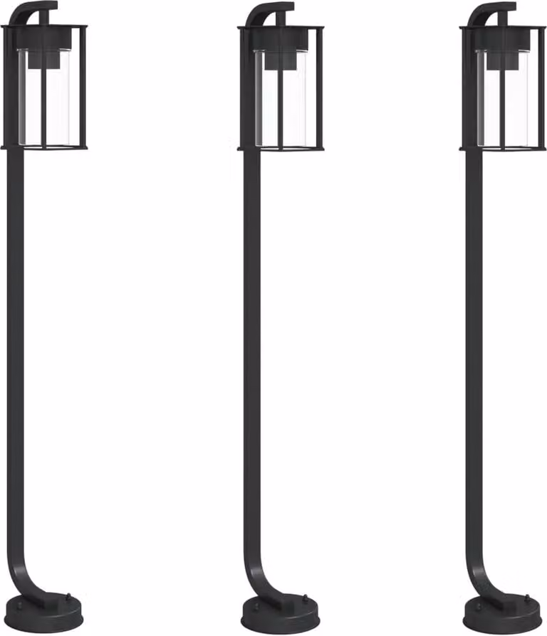 Lampade da Terra per Esterni 3 pz Nere 100 cm in Acciaio Inox
