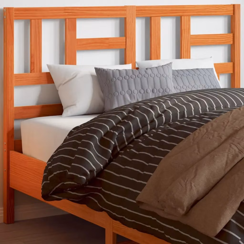 Testiera per letto vidaXL in legno massello di pino marrone cera stile rustico per letto 150x200 cm