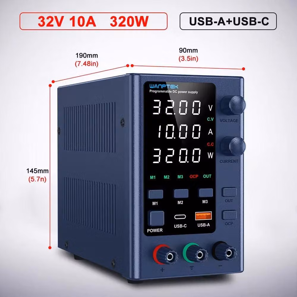 Alimentatore da laboratorio DC, EPS 32V 10A 320W - Tensione regolabile da 0 a 32V - Corrente regolabile da 0 a 10A - Uscita singola - Spina EU da 220V