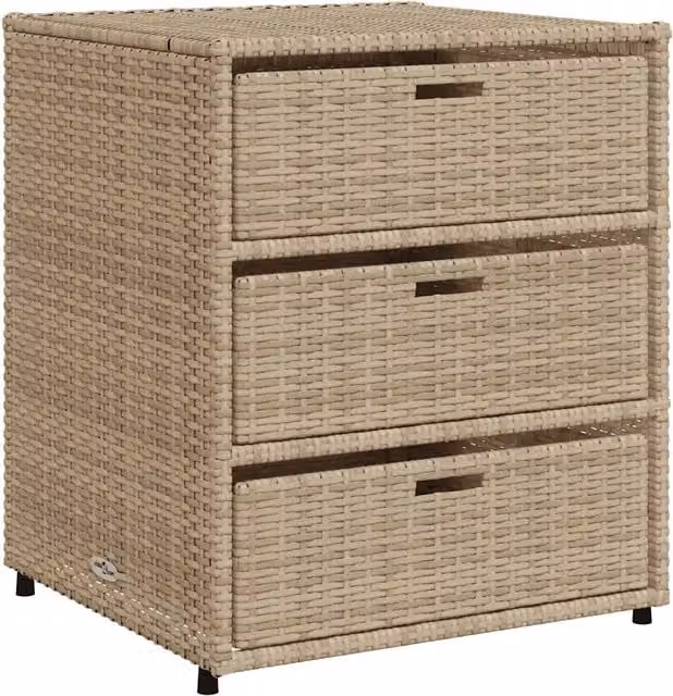 Armadietto Portaoggetti da Giardino in Polyrattan Beige L: 55 cm, P: 59 cm, H: 69 cm CFW5609177