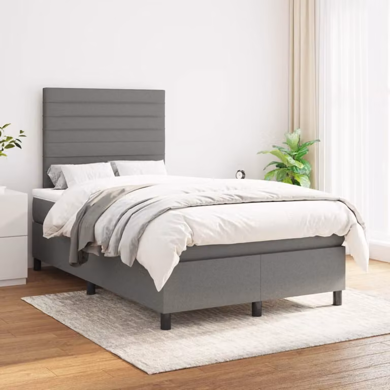 vidaXL Letto Ibrido con Giroletto a Molle e Materasso a Tasche Grigio e Bianco L/P/H: 200 x 120 x 76 cm