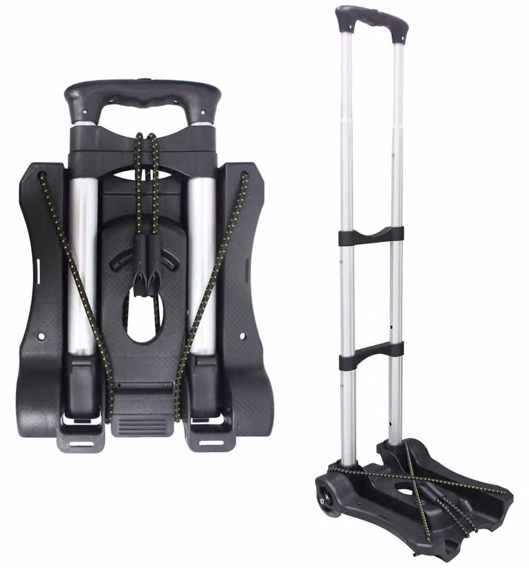 Carrello pieghevole per il trasporto di carichi, capacità di carico 100 libbre, leggero, nero, ideale per viaggi
