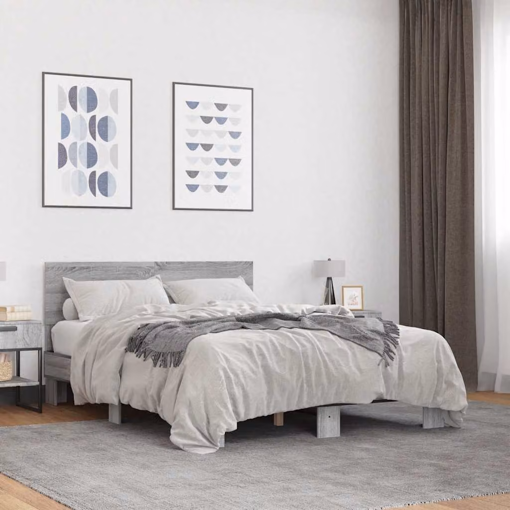Giroletto vidaXL Grigio Sonoma in Legno e Metallo L/P/H: 120 x 200 x 204,5 cm