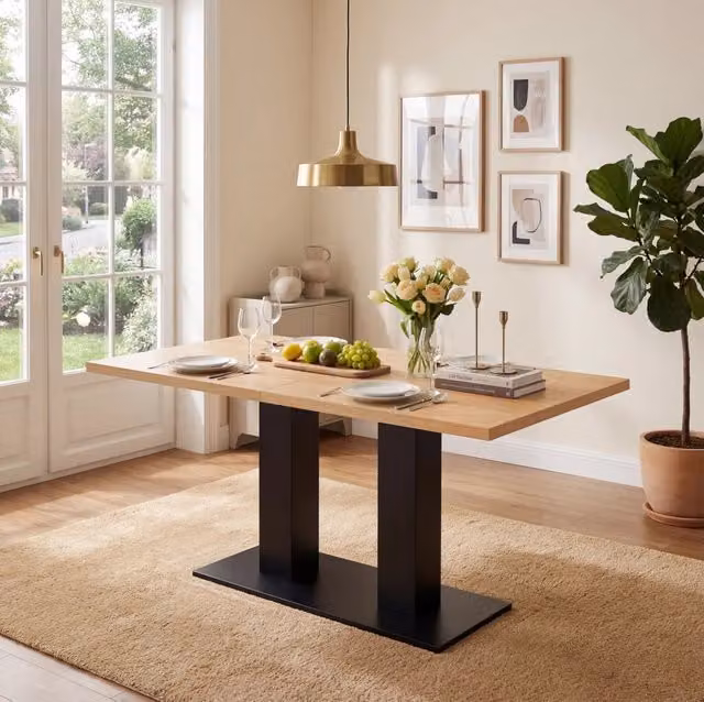 Tavolo da pranzo allungabile 140/180x70 cm in MDF colore naturale