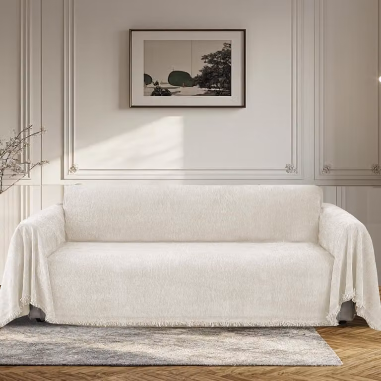 Copertura universale per divano a tre posti, color beige