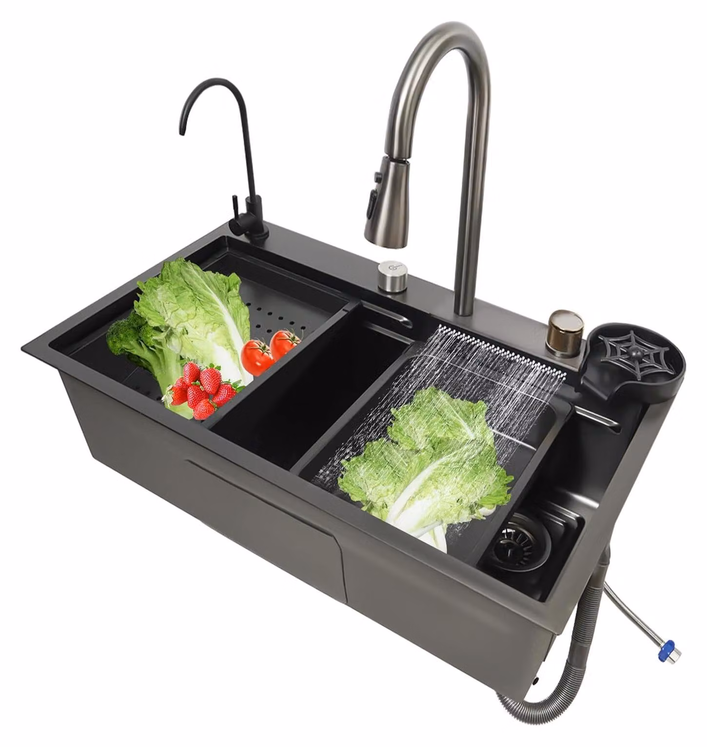 Lavello da incasso in acciaio inossidabile con kit di scarico