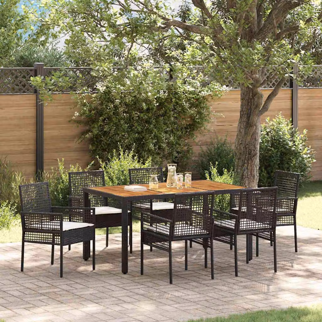 Maison Exclusive - Set da Pranzo per Giardino 7 pcs Nero polyrattan