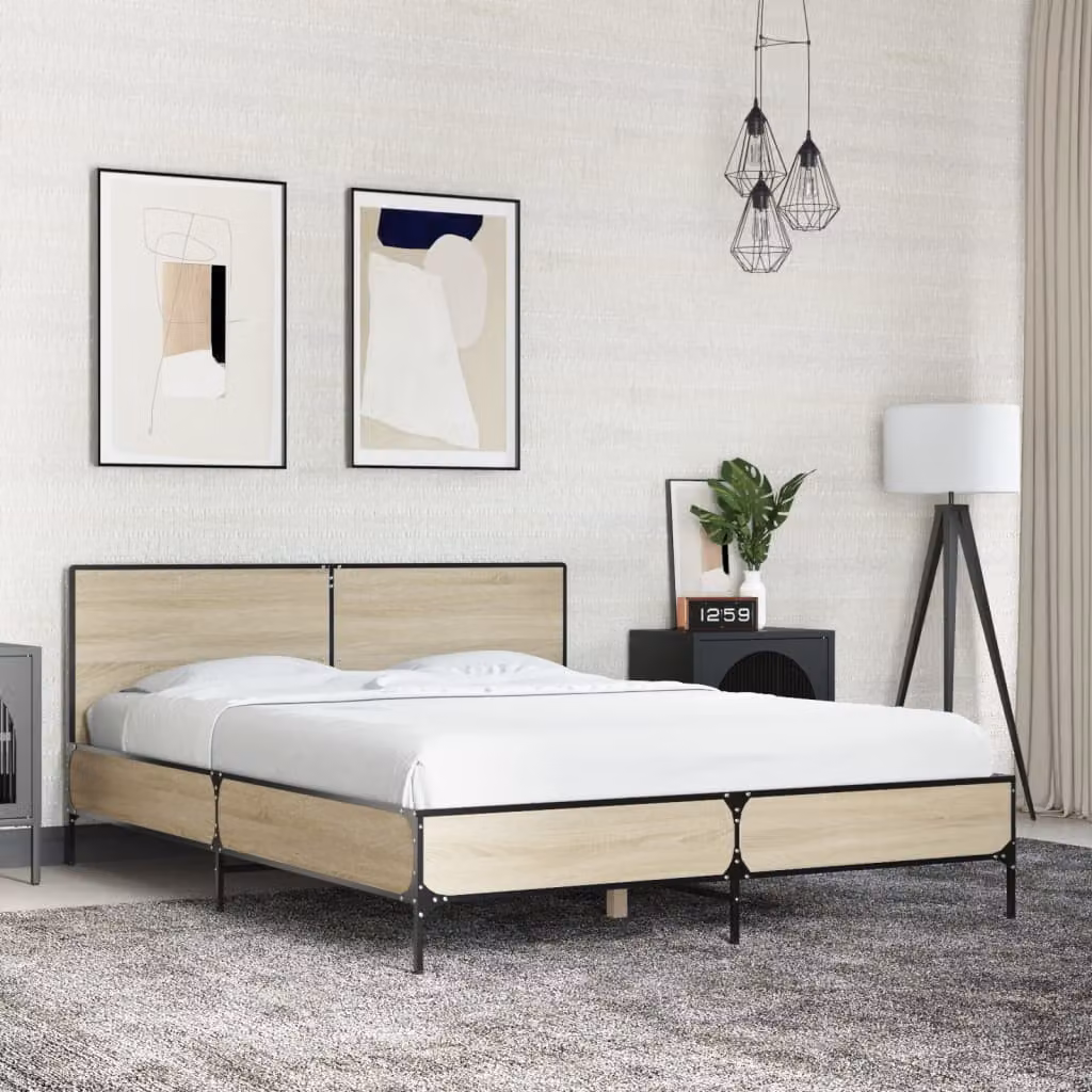 Giroletto vidaXL in Rovere Sonoma e Metallo, L/P/H: 120 x 200 x 203 cm
