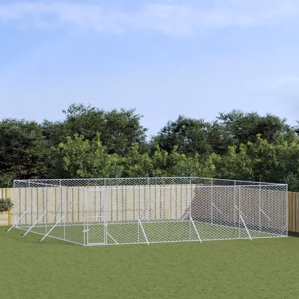 The Living Store Cuccia per cani da esterno Silver 8x8x2 m Acciaio zincato