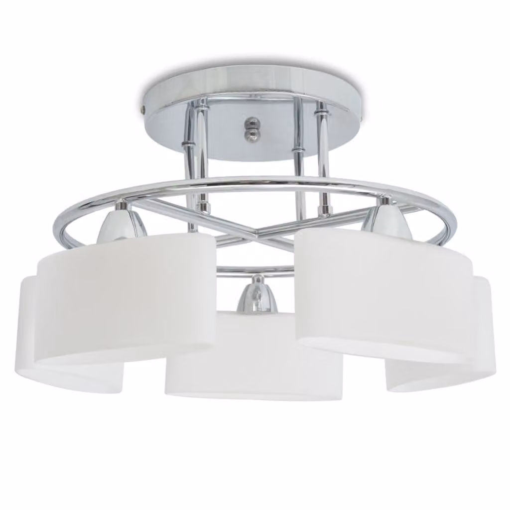 Lampada a sospensione, 5 attacchi E14, diffusori a forma di ellisse, 200 W
