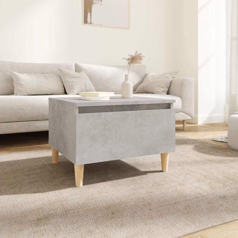 Tavolino da soggiorno vidaXL in legno multistrato e MDF, design scandinavo, colore grigio, L: 50 cm, P: 46 cm, H: 35 cm