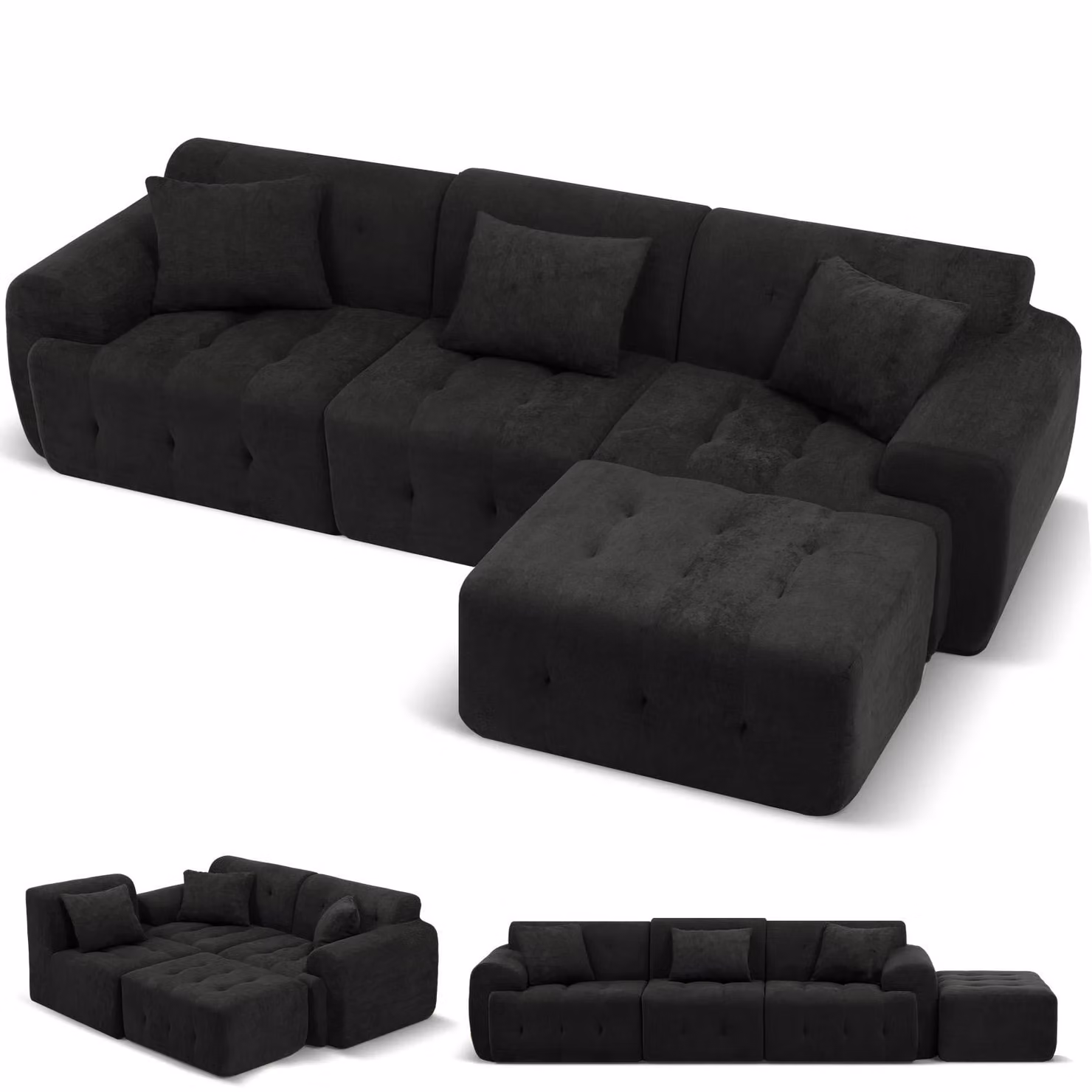 Divano ad angolo COMHOMA, 245 x 60 x 40 cm, divano modulare con funzione letto, divano letto, divano a L per soggiorno, imballato sottovuoto, combinabile in modo flessibile
