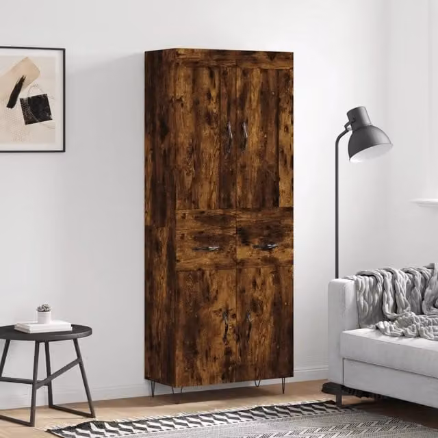 Credenza-Buffet-Armadio da cucina Rovere Fumo 69,5x34x180 cm in Legno Multistrato 599245