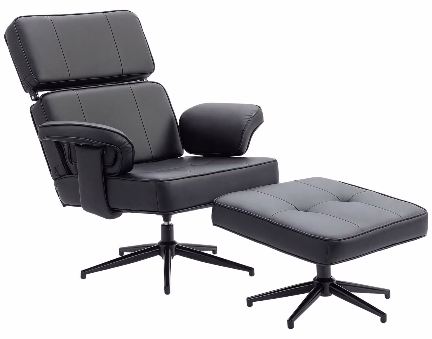 Poltrona relax HOMCOM con poggiapiedi, poggiatesta regolabile, funzione reclinabile, nera