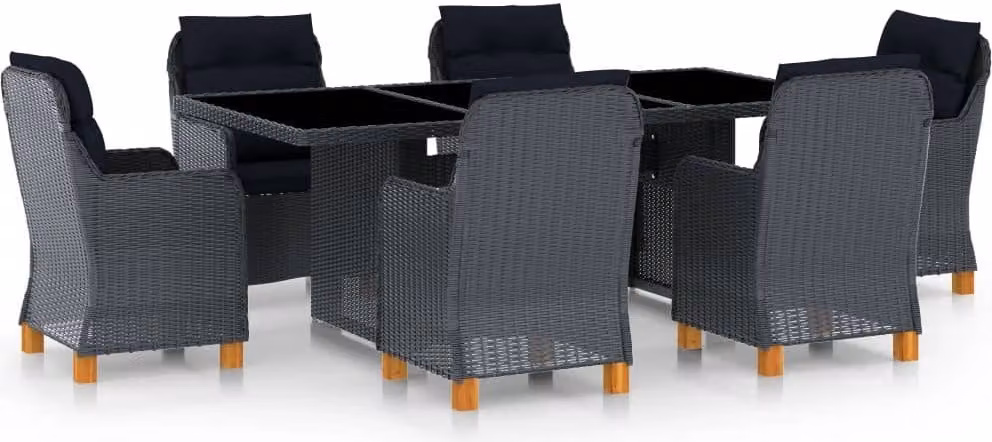 Maison Exclusive - Set da pranzo da giardino da 7 pezzi con cuscini in rattan sintetico grigio scuro