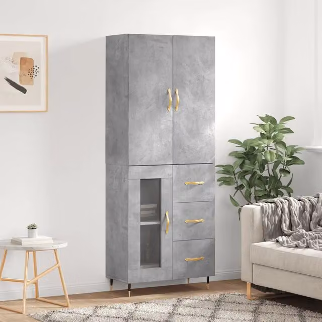 Credenza moderna a parete vidaXL in grigio, L: 69,5 cm, P: 34 cm, H: 180 cm