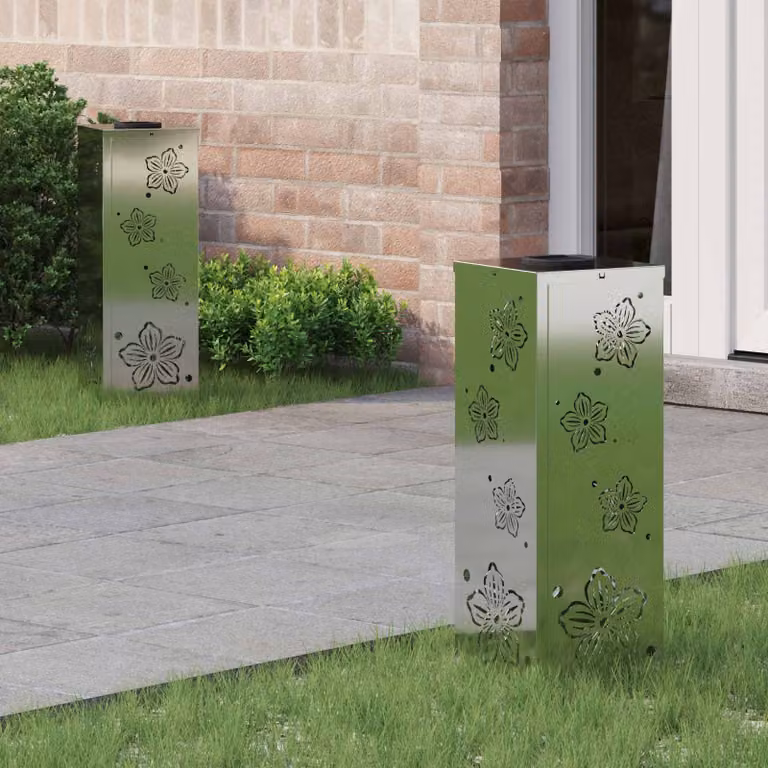 Set di 2 faretti LED solari vidaXL per sentieri e giardino, colore argento, H x L x P: 50 x 18 x 18 cm
