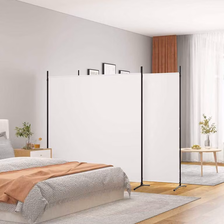 Divisorio a 3 Pannelli vidaXL in Tessuto Bianco L: 525 cm, H: 180 cm