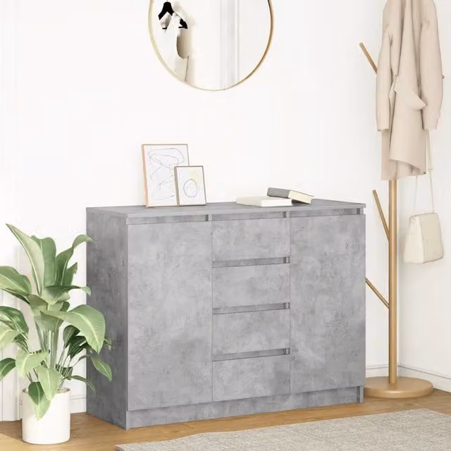 Credenza moderna con cassetti vidaXL in MDF grigio opaco L: 100,5 cm, P: 35 cm, H: 76 cm