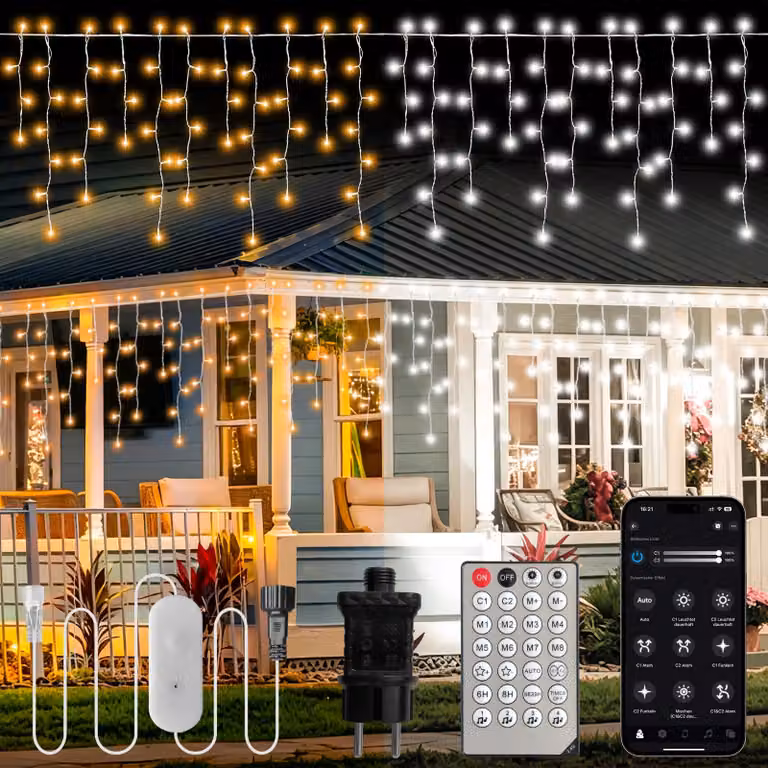 Catena luminosa a LED, 30 metri, luce calda/fredda, grado di protezione IP44, dimmerabile tramite app