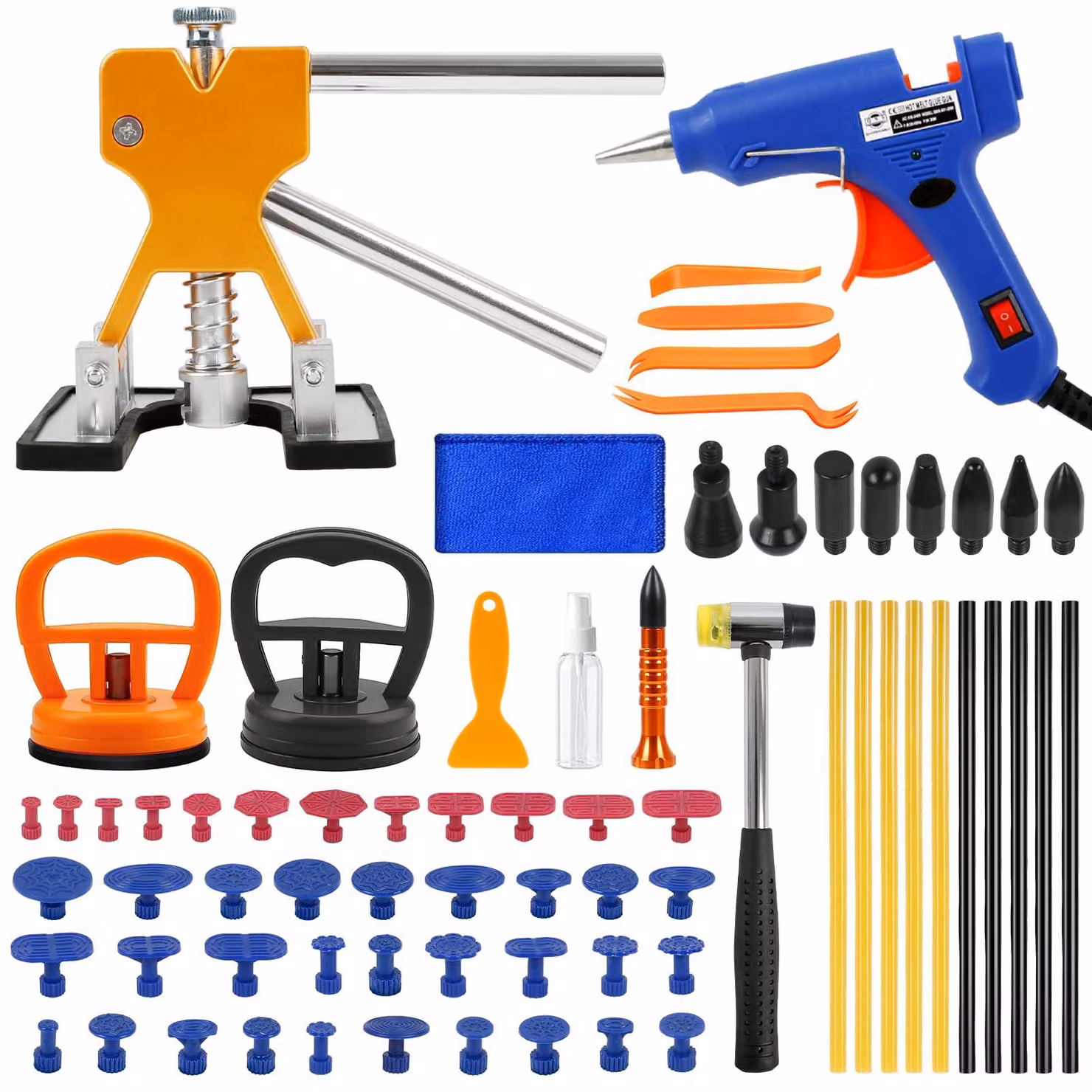 Kit per la riparazione di ammaccature, composto da 72 pezzi, con ventosa, per una riparazione semplice delle ammaccature