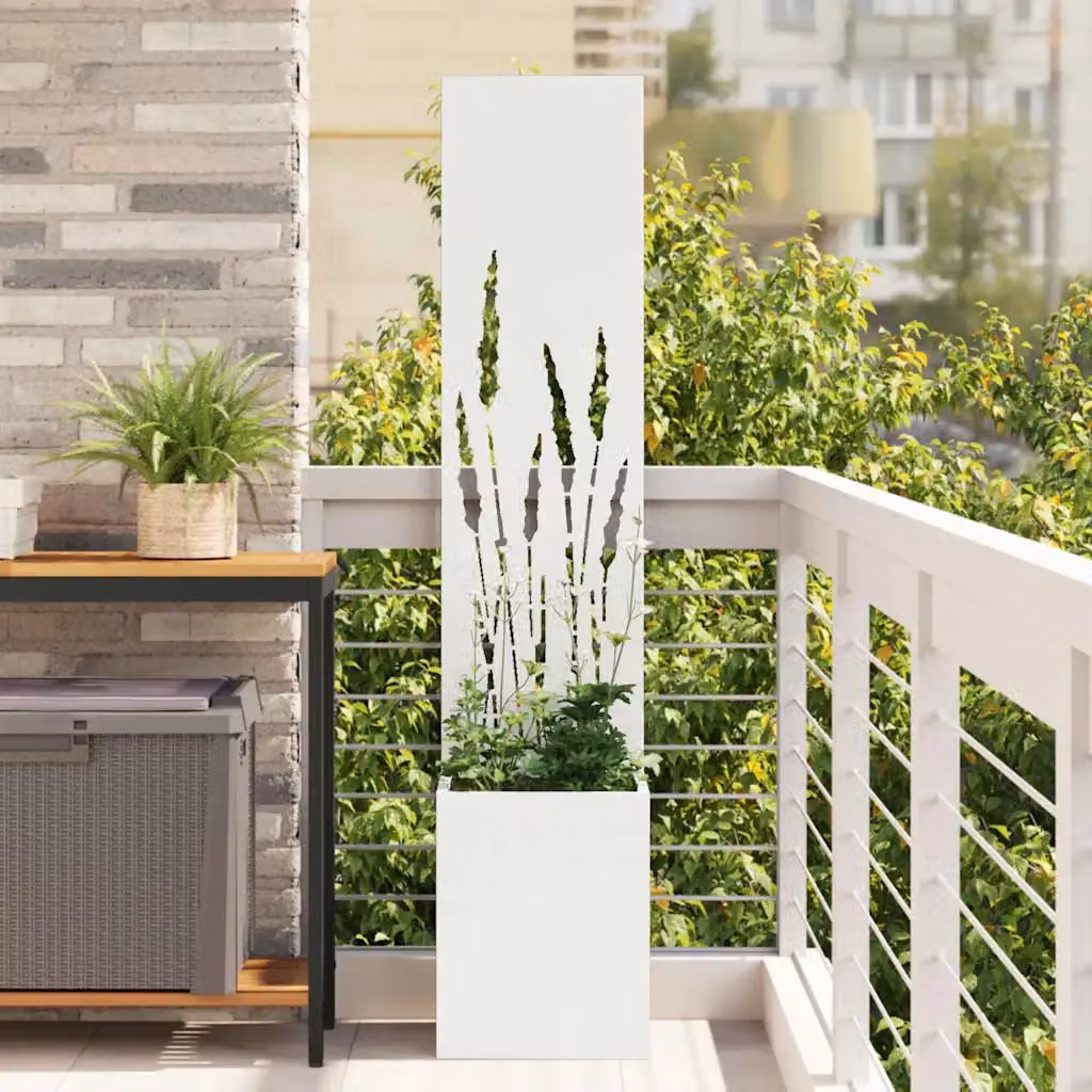 Paravent per privacy in giardino vidaXL in acciaio bianco, L/P/H: 32 x 32 x 150 cm