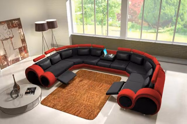 Ledersofa Polster Sofa Couch Ecksofa Wohnlandschaft XXL Riesen Sitz Garnitur