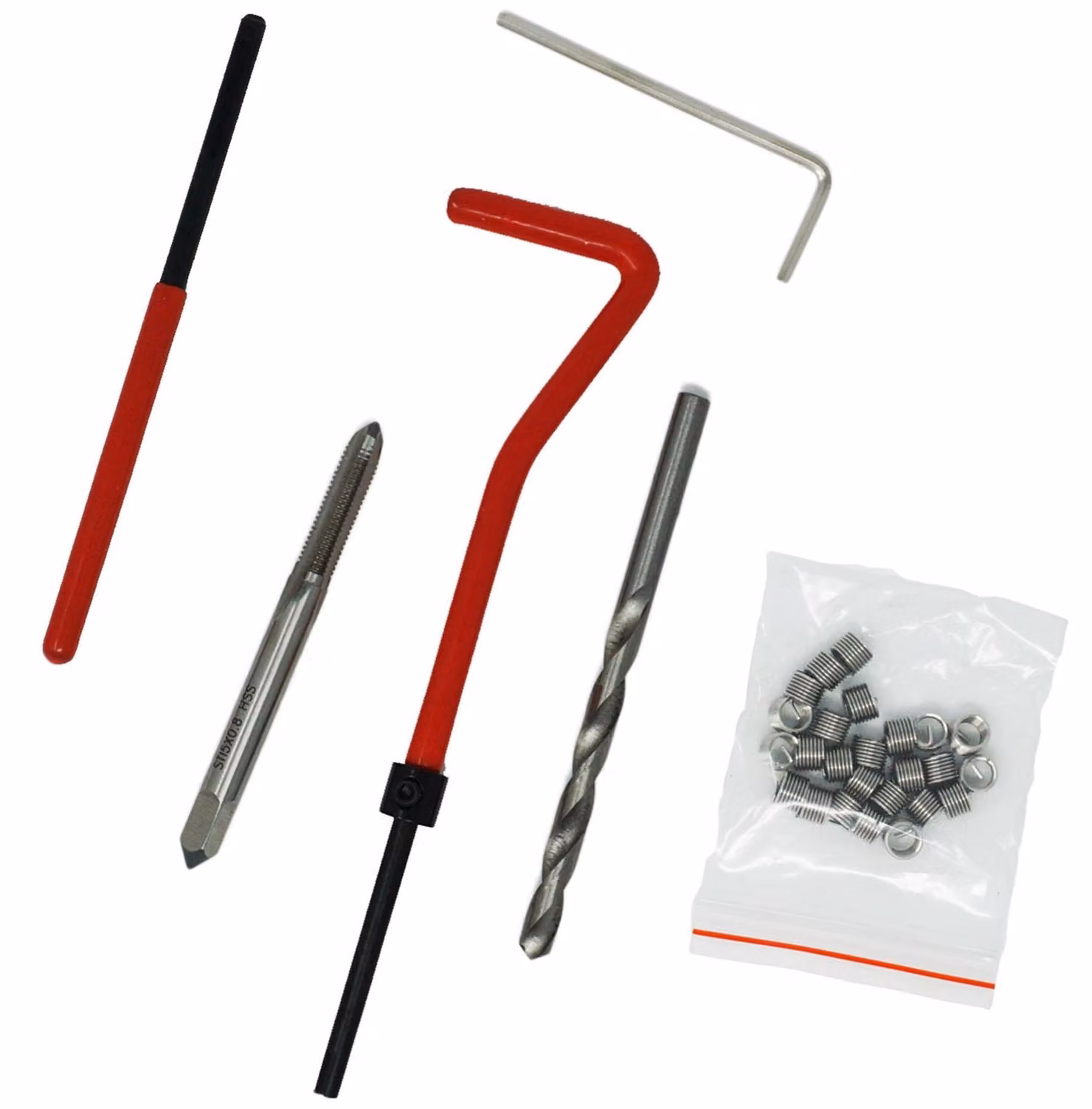Kit di riparazione filettature Helicoil, 15 pezzi, per filetti M10