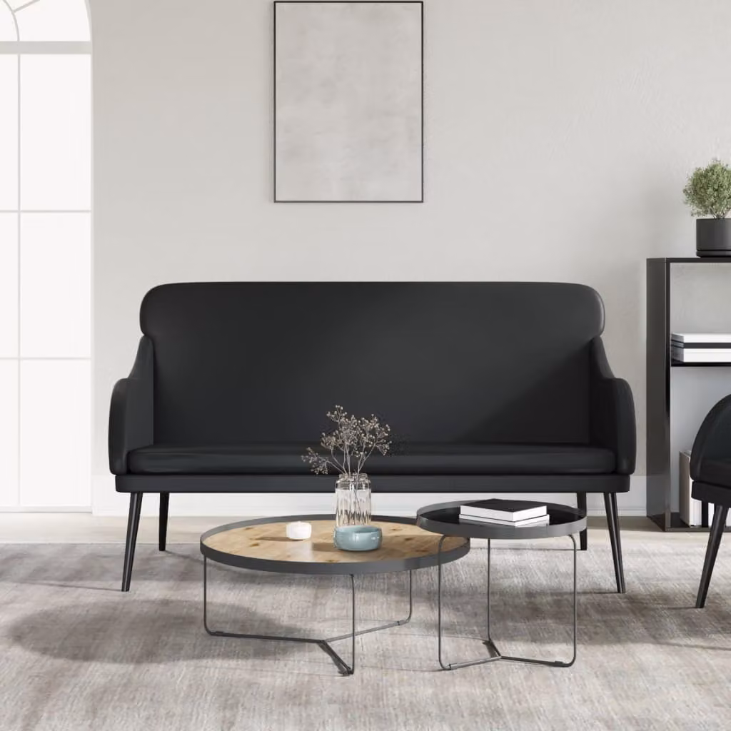 Panca nera vidaXL in similpelle con braccioli e struttura in metallo L: 110 cm, P: 76 cm, H: 80 cm
