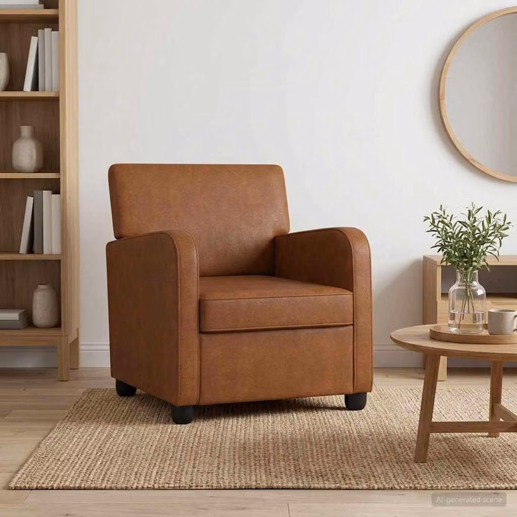 Poltrona lounge moderna vidaXL in similpelle marrone con braccioli
